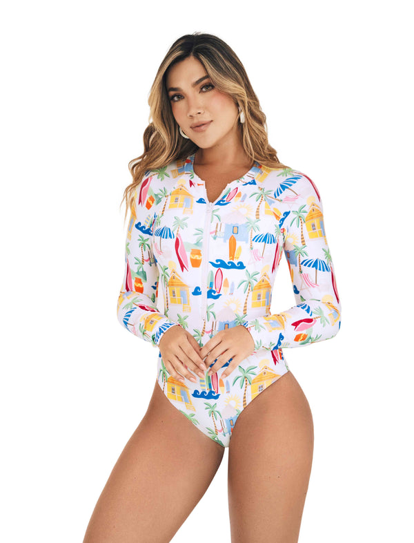 VESTIDO DE BAÑO ENTERO MANGA LARGA 46055